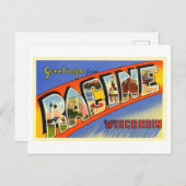 ウィスコンシン州Racineからのヴィンテージの挨拶 ポストカード (正面/裏面)