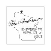 ウィスコンシン差出人住所自己インキングゴム印 セルフインキングスタンプ (デザイン)