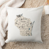 ウィスコンシン形ヴィンテージ写真地図アンティーク図 クッション (ブランケット)