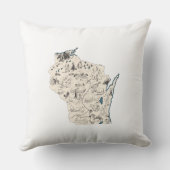 ウィスコンシン形ヴィンテージ写真地図アンティーク図 クッション (裏面)