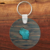 ウィスコンシン形状ティール（緑がかった色） キーホルダー (正面)