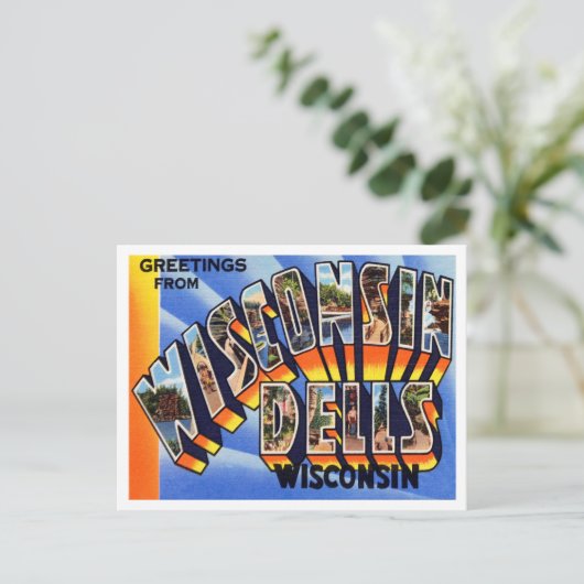 ウィスコンシン旅行ウィスコンシンのデルスからの挨拶 ポストカード (スタンド正面)