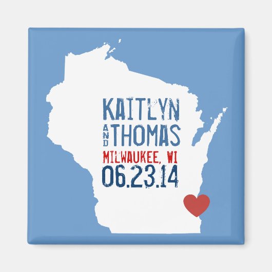 ウィスコンシン日付の保存 – カスタマイズ可能な都市 マグネット (正面)