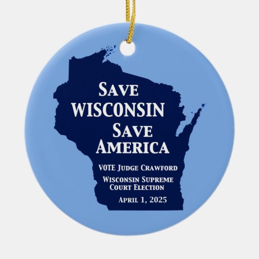 ウィスコンシン最高裁判所にクロフォードの票 セラミックオーナメント (正面)