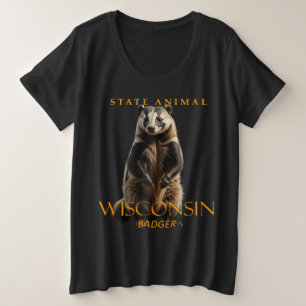 ウィスコンシン準州の動物 バジャー プラスサイズTシャツ