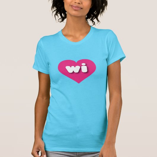 ウィスコンシン熱ピンクハート- I love wi Tシャツ (正面)