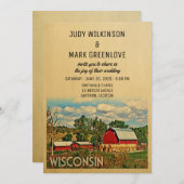 ウィスコンシン結婚式招待状ファームバ素朴ン 招待状 (正面/裏面)