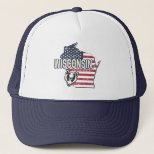 ウィスコンシン統一された州州マップヴィンテージUSA キャップ