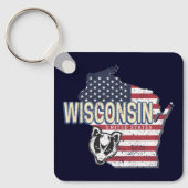 ウィスコンシン統一された州州マップヴィンテージUSA キーホルダー (正面)