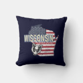 ウィスコンシン統一された州州マップヴィンテージUSA クッション (正面)