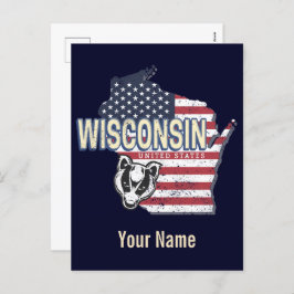 ウィスコンシン統一された州州マップヴィンテージUSA シーズンポストカード