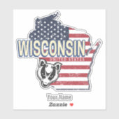 ウィスコンシン統一された州州マップヴィンテージUSA シール (シート)