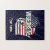 ウィスコンシン統一された州州マップヴィンテージUSA ジグソーパズル (横)