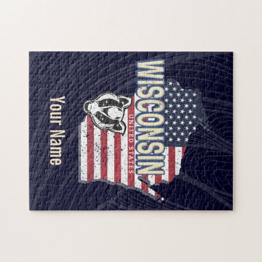 ウィスコンシン統一された州州マップヴィンテージUSA ジグソーパズル (横)