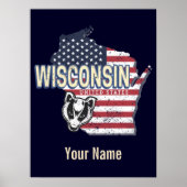 ウィスコンシン統一された州州マップヴィンテージUSA ポスター (正面)