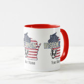 ウィスコンシン統一された州州マップヴィンテージUSA マグカップ (正面右)