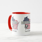 ウィスコンシン統一された州州マップヴィンテージUSA マグカップ (正面左)