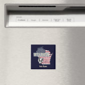 ウィスコンシン統一された州州マップヴィンテージUSA マグネット (インサイチュ (食洗機))