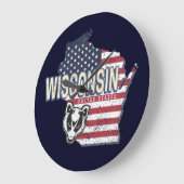 ウィスコンシン統一された州州マップヴィンテージUSA ラージ壁時計 (傾斜)