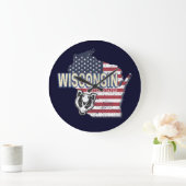 ウィスコンシン統一された州州マップヴィンテージUSA ラージ壁時計 (ホーム)