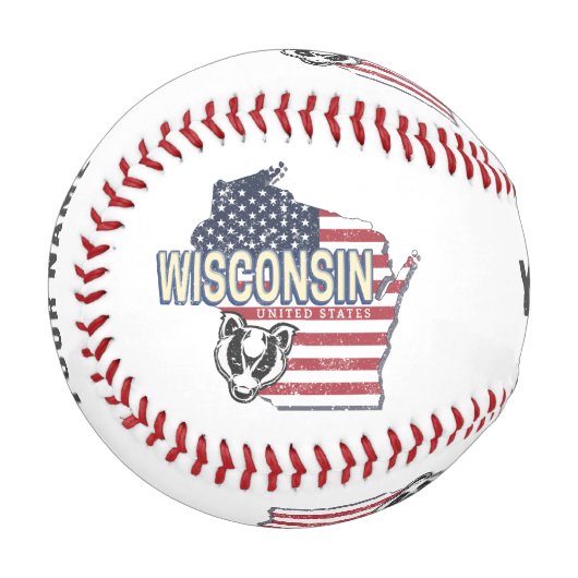 ウィスコンシン統一された州州マップヴィンテージUSA 野球ボール (正面左)