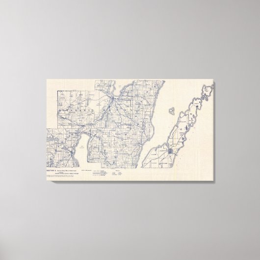 ウィスコンシン自転車道路地図3 キャンバスプリント (正面)