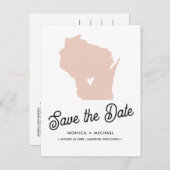 ウィスコンシン行き先ウェディング任意の色 案内ポストカード (正面/裏面)