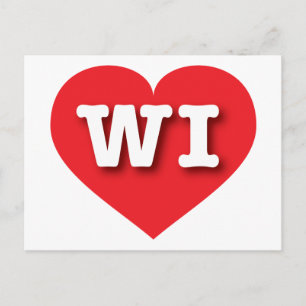 ウィスコンシン赤いハート- I love WI ポストカード