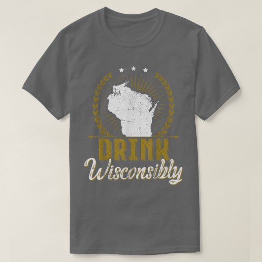 ウィスコンシン酒を飲むウィスコンシン人ビールロ Tシャツ (デザイン正面)