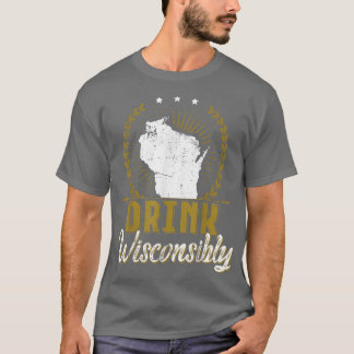 ウィスコンシン酒を飲むウィスコンシン人ビールロ Tシャツ