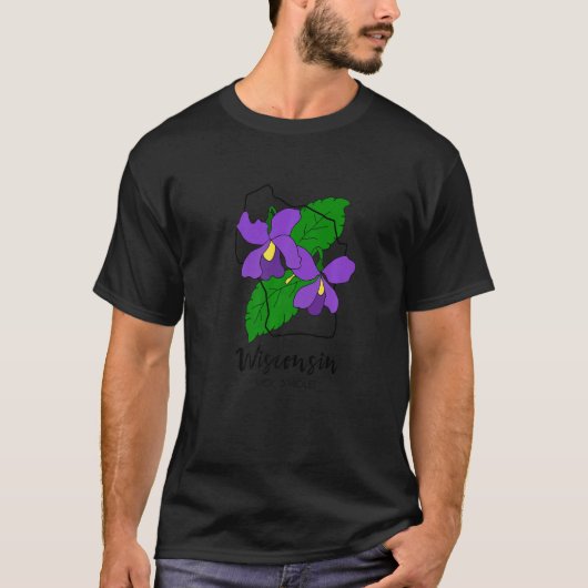 ウィスコンシン青紫色の花 Tシャツ (正面)