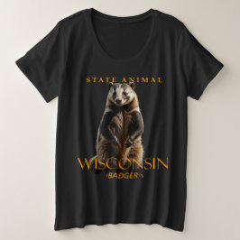 ウィスコンシン領土動物のアナグマ プラスサイズTシャツ