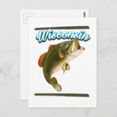 ウィスコンシン魚釣りポスター ポストカード (正面/裏面)