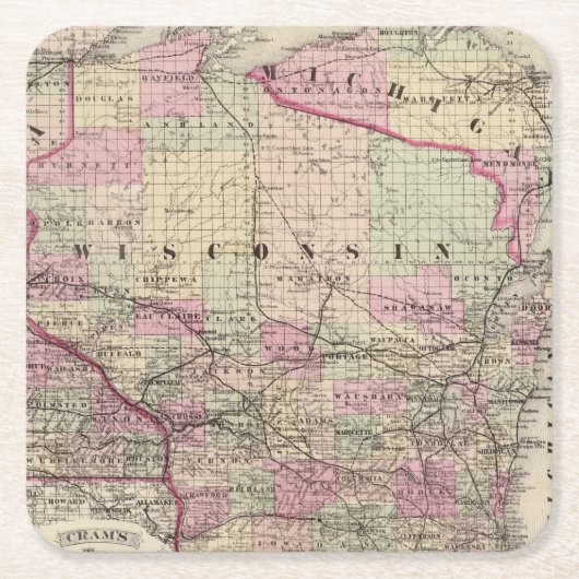 ウィスコンシン9 スクエアペーパーコースター (正面)