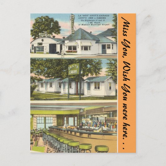 ウィスコンシン,ゲストズガレージ,イン&キャビンズ,マディソン ポストカード (正面)
