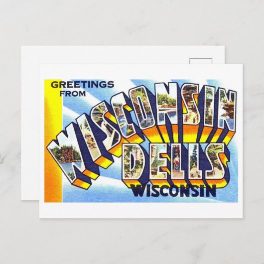 ウィスコンシン・デルからのヴィンテージの挨拶 ポストカード (正面/裏面)