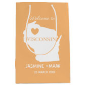 ウィスコンシン·パーソナライズの結婚へようこカスタムそ ミディアムペーパーバッグ (正面)