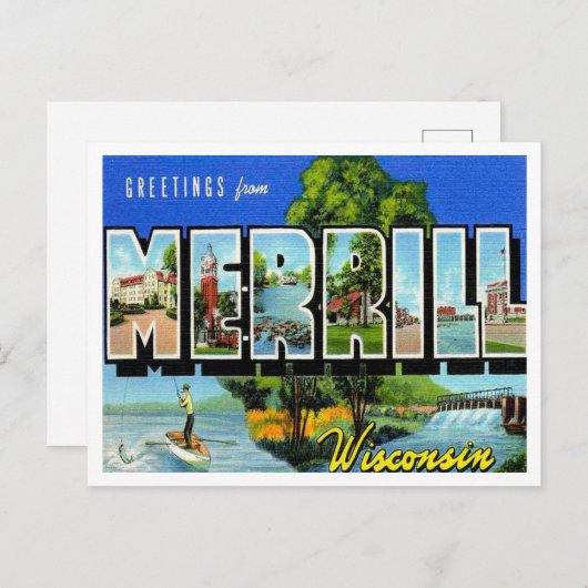 ウィスコンシン・ヴィンテージ・トラベルのメリルからの挨拶 ポストカード (正面/裏面)