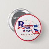 ウィスコンシンRomneyおよびライアン2012ボタンは2つをカスタマイズ 缶バッジ (正面&裏面)