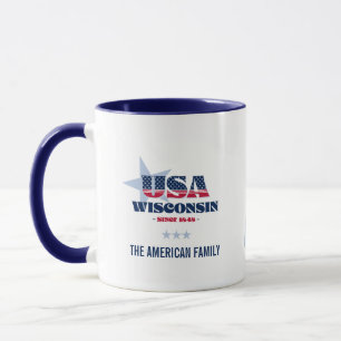 ウィスコンシンUSA 1848青い星パーソナライズされたマグカップ マグカップ