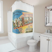 ウィスコンシンWIの古いヴィンテージ旅行記念品の州 シャワーカーテン (インサイチュ)