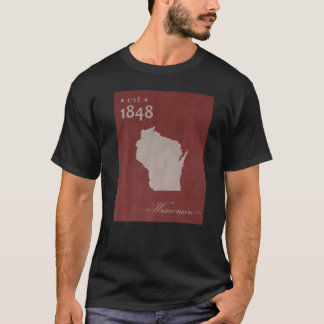 ウィスコンシンWIマップグランジヴィンテージ州グラフィックホーム Tシャツ