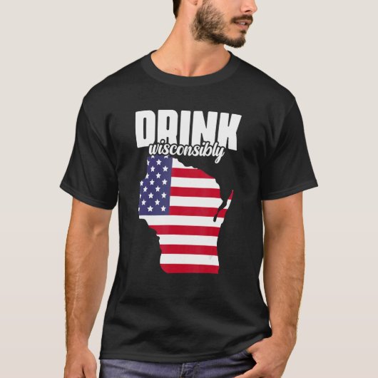 ウィスコンシンWI飲み酒を飲む Tシャツ (正面)