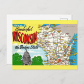 ウィスコンット州の地図 ポストカード (正面/裏面)