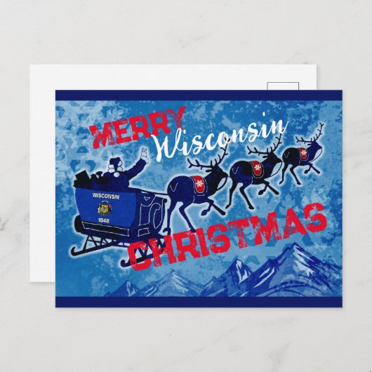 ウィスコンメリーシン国旗のクリスマスポストカード シーズンポストカード (正面/裏面)