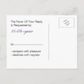 ウィスツリー紫のロベバードモダン結婚式 インビテーションポストカード (裏面)