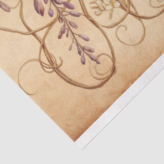 ウィステリアつる植物パープルフラワーズハミングバードデコップページ 薄葉紙 (詳細)