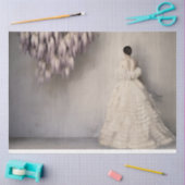 ウィステリアと白のレディ花模様ポートレートアート 薄葉紙 (クラフト)