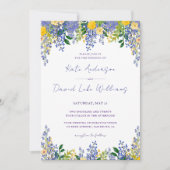 ウィステリアウォーターカラーラベンダーブルー結婚フローラ 招待状 (正面)