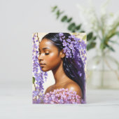 ウィステリアウーマンパープルフローラポートレート ポストカード (スタンド正面)